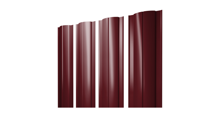 Штакетник Круглый с прямым резом 0.5 Satin RAL 3005 красное вино