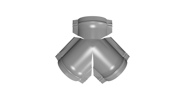 Тройник Y конька полукруглого 0,5 Satin с пленкой RAL 9006 бело-алюминиевый