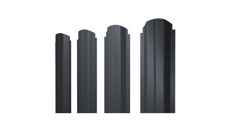 Штакетник П-образный A фигурный 0,5 PurPro RAL 7024 мокрый асфальт