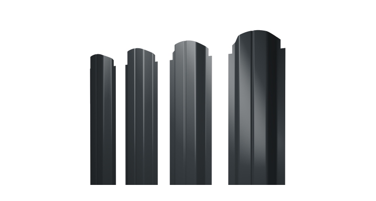 Штакетник П-образный A фигурный 0,5 Drap TX RAL 7016 антрацитово-серый