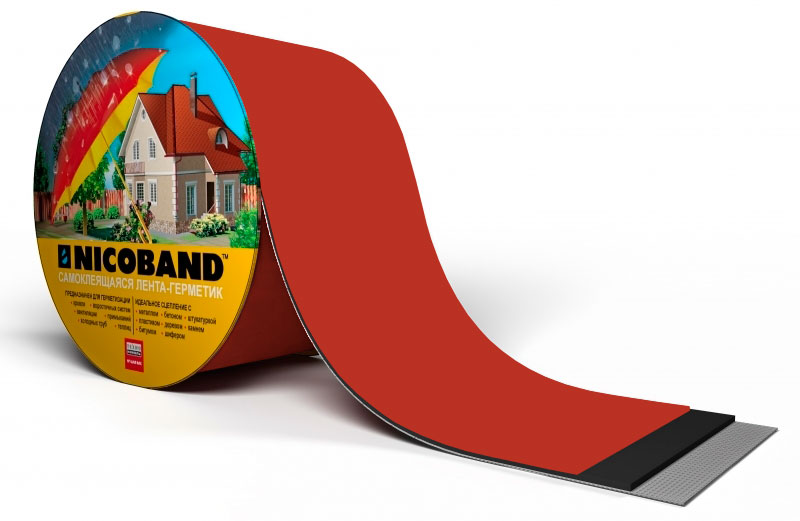Лента герметизирующая Технониколь Nicoband самоклеящаяся 3мх10см, красная