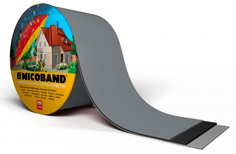 Лента герметизирующая Технониколь Nicoband самоклеящаяся 3мх5см, темно-серая