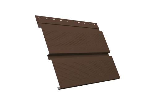 Софит металлический Квадро Брус с перфорацией 0,45 Drap TX с пленкой RAL 8017 шоколад