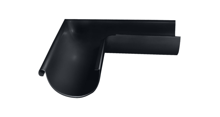 Угол желоба внешний GL PE 90 гр 150 мм RAL 7024 мокрый асфальт