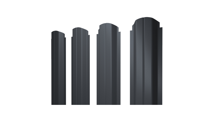 Штакетник П-образный А фигурный 0,5 Velur X RAL 7024 мокрый асфальт